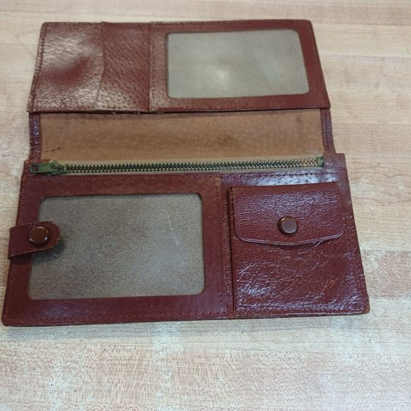 Vtg Men Leather Wallet Dragon Tiger Embossed - Picture 4 of 6